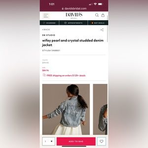 David’s Bridal Wifey Pearl and Crystal Studded Denim Jean Jacket Size XL
